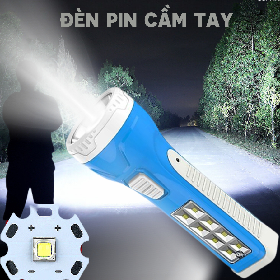 Đèn Pin Sạc Tích Điện 2 trong 1 SUNTEK KM-8796 - Công suất 5W | 1000Lumen siêu sáng | Chiếu sáng 6 giờ - Hàng Chính Hãng