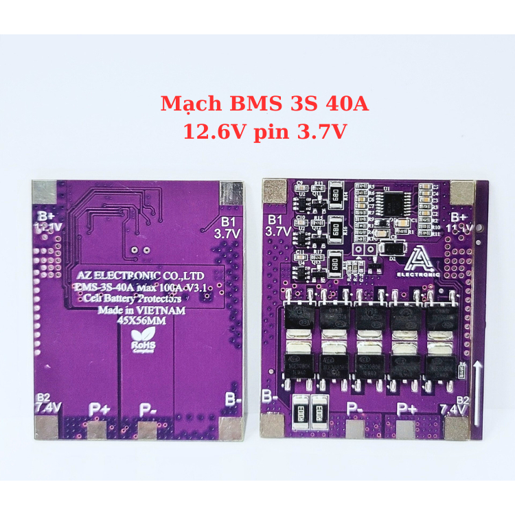 Mạch BMS 3S 40A 12.6v (Ver 3.1) sạc xả quản lí cell pin, hệ pin 3.7V có chống chập tải,ngắt qua nhiệt sạc xả chung G1-T4