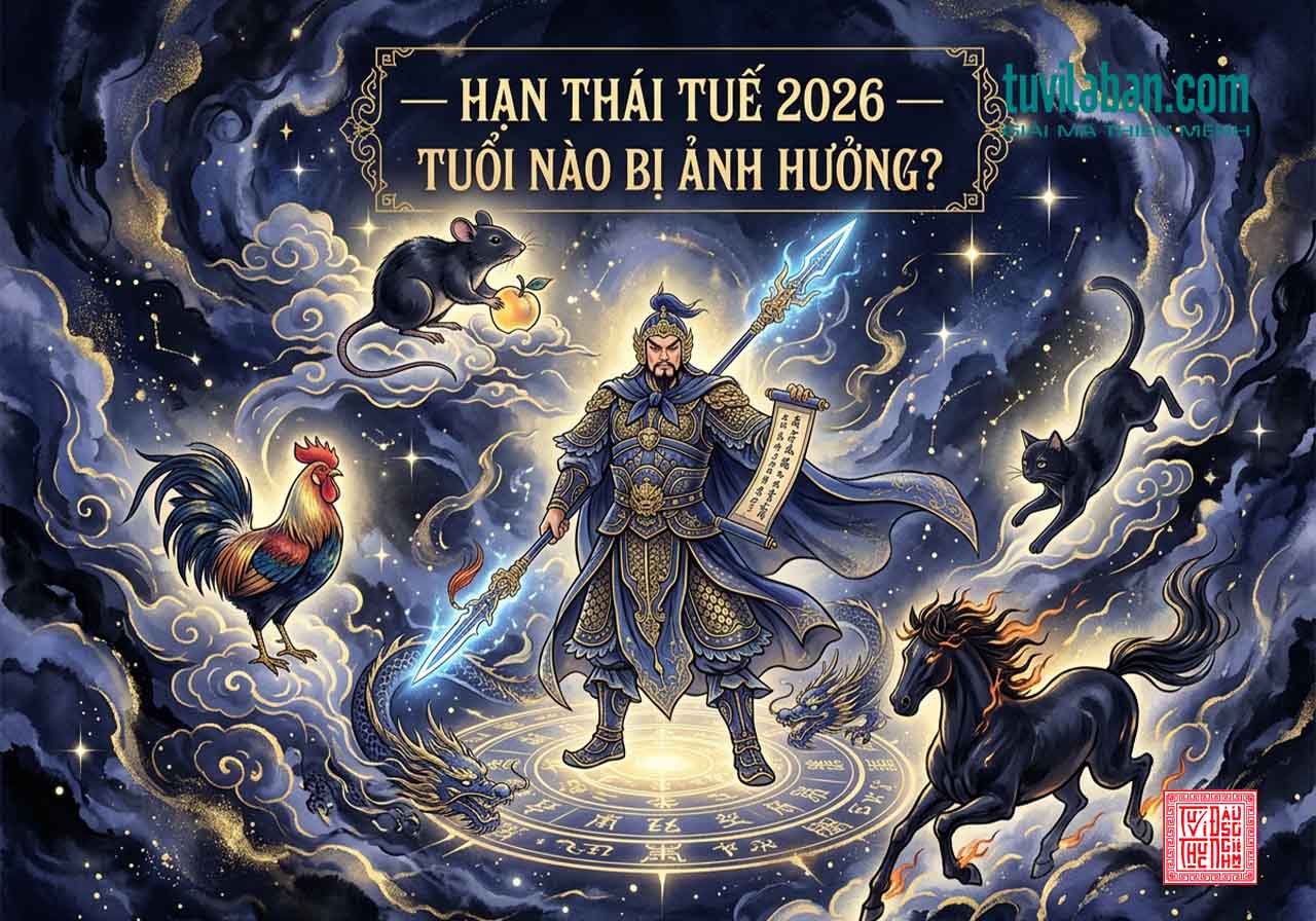 Thái Tuế tinh quân năm Bính Ngọ 2026 chiếu mệnh 4 con giáp Tý Ngọ Mão Dậu