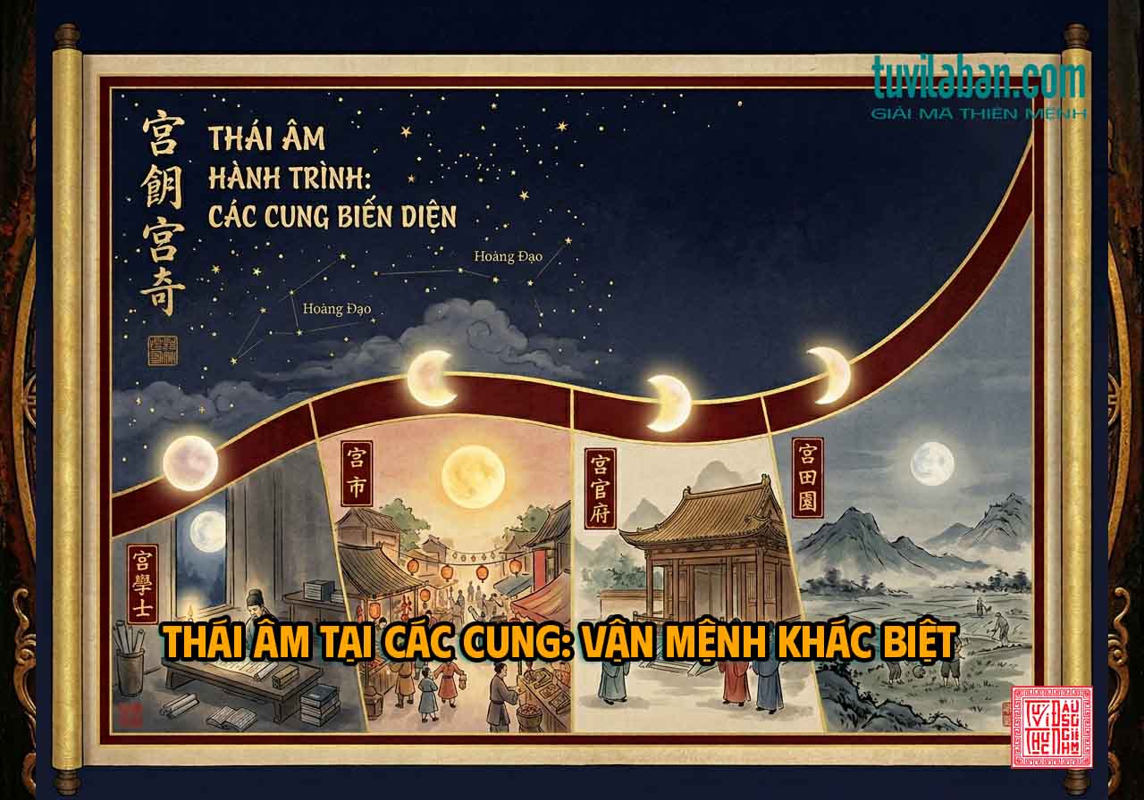 Hình ảnh minh họa: THÁI ÂM Đóng Tại Từng Cung — Biểu Hiện Có Điều Kiện
