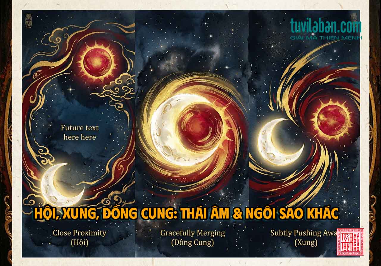 Hình ảnh minh họa: THÁI ÂM Gặp Sao Khác — Hội, Xung, Đồng Cung