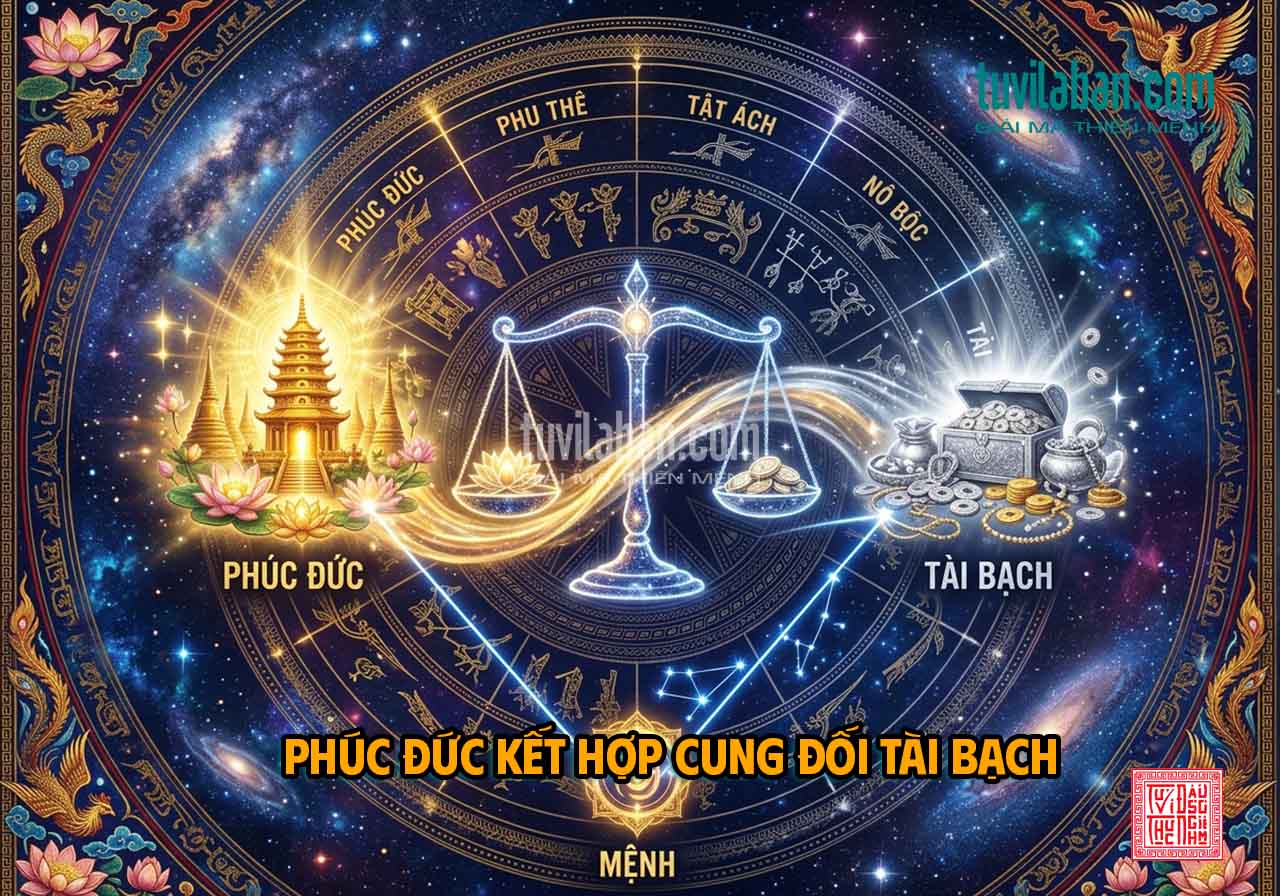 Cung Phúc Đức kết hợp Cung Đối Tài Bạch — luận xung chiếu và tam hợp trong tử vi