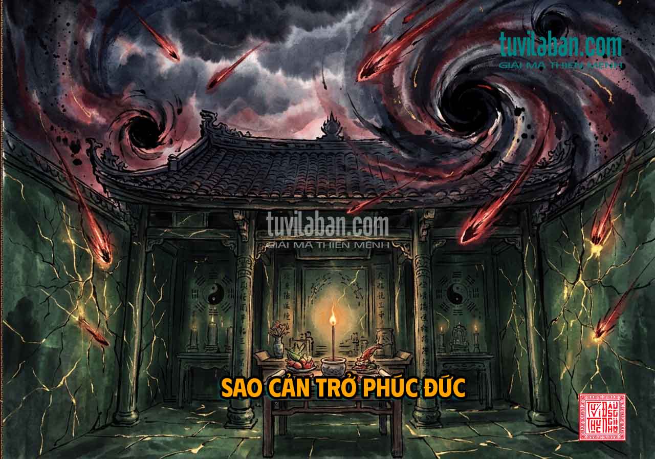Sao hạn chế tại Cung Phúc Đức: Không Kiếp, Kình Dương, Đà La làm bất ổn phúc phần
