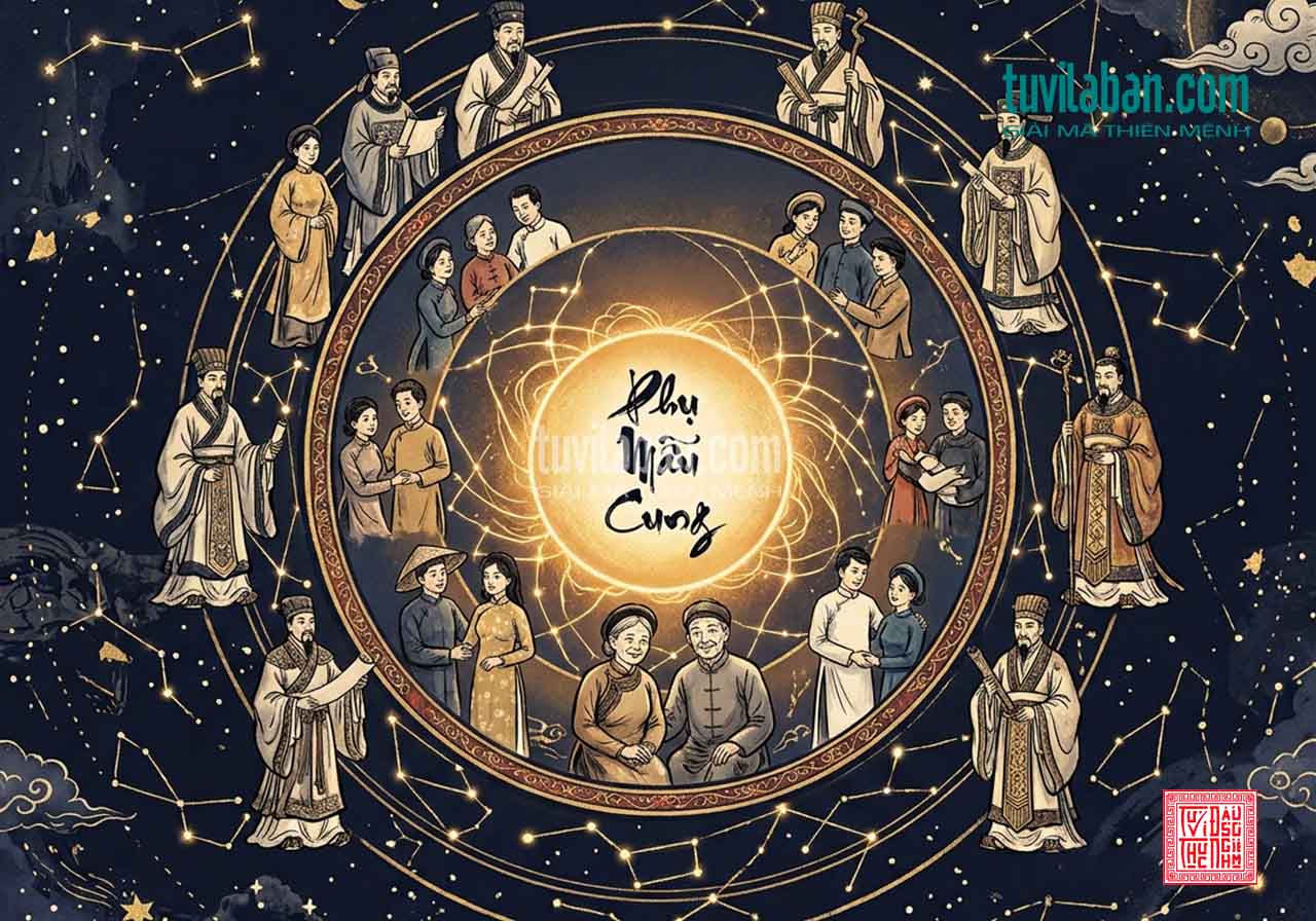 Phạm vi ý nghĩa Cung Phụ Mẫu trong Tử Vi — cha mẹ, cô dì chú bác và quyền uy