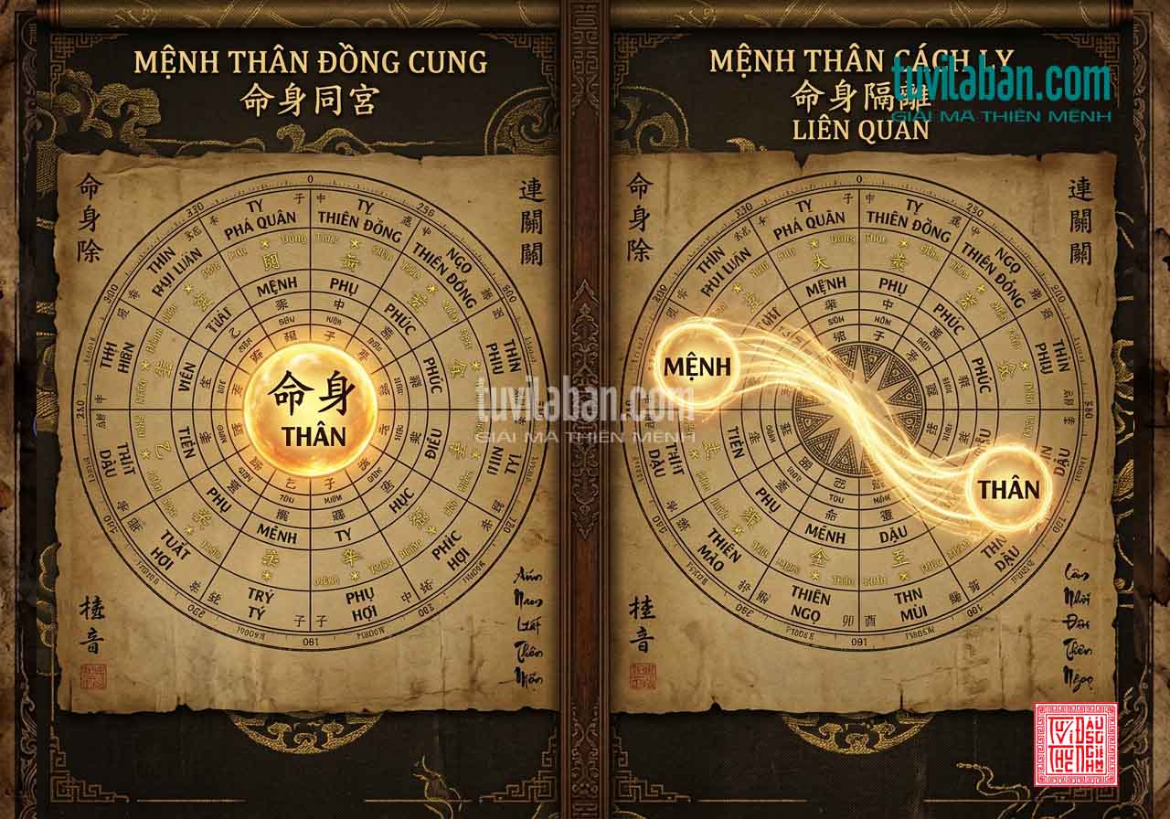 Hình ảnh minh họa: Thân Tại Mệnh vs Thân Ở 5 Cung Còn Lại — So Sánh Toàn Diện