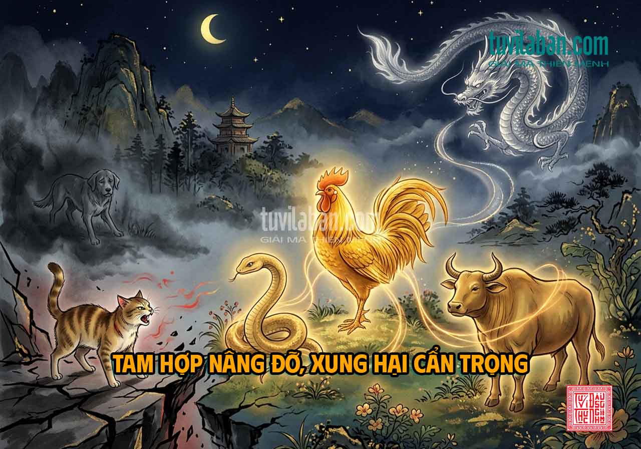 Tam hợp Tỵ Dậu Sửu và xung Mão hại Tuất tháng 8 âm lịch, ảnh hưởng 12 con giáp