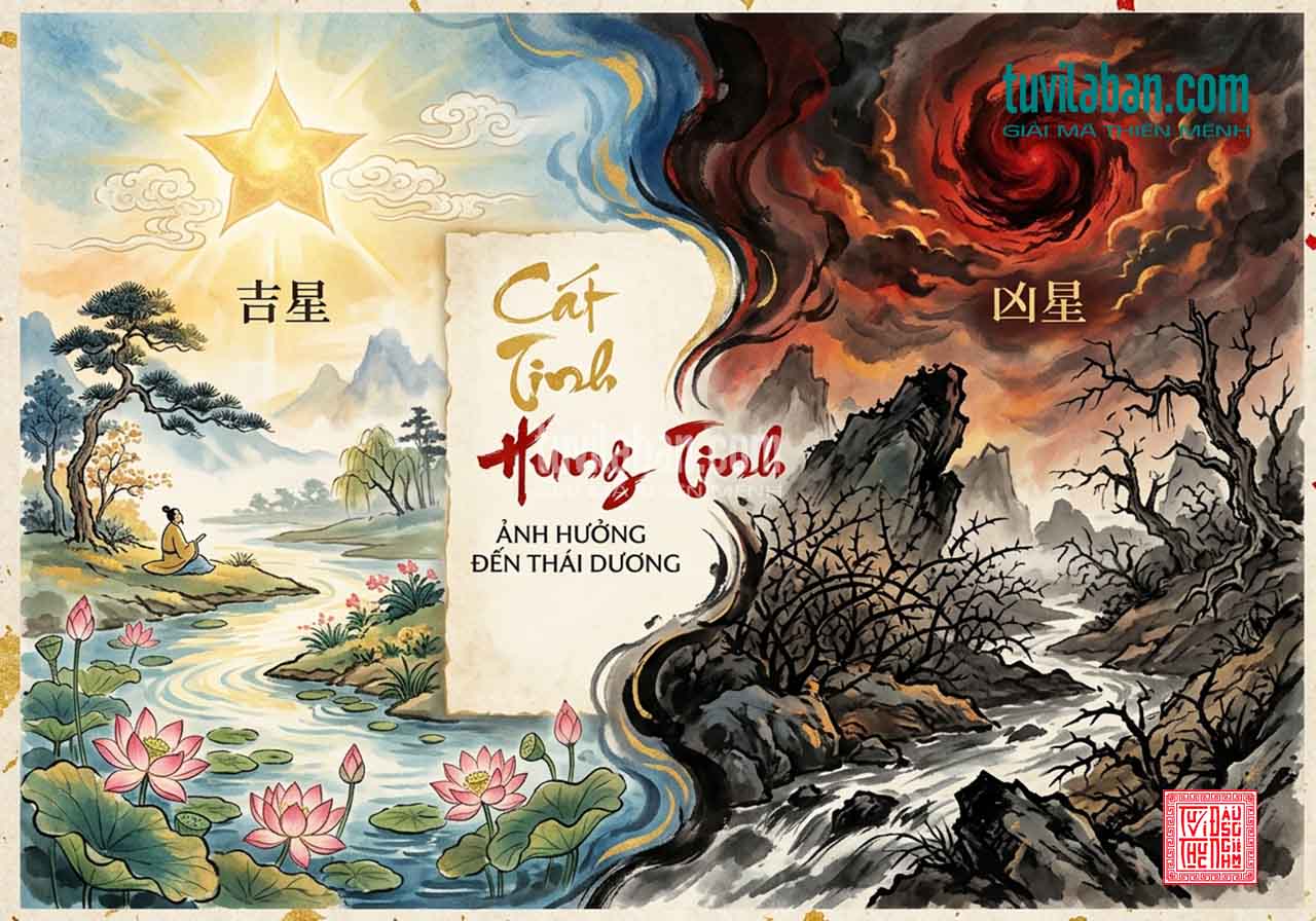 SAO CÁT HỖ TRỢ & SAO HUNG CẢN TRỞ THÁI DƯƠNG TẠI QUAN LỘC
