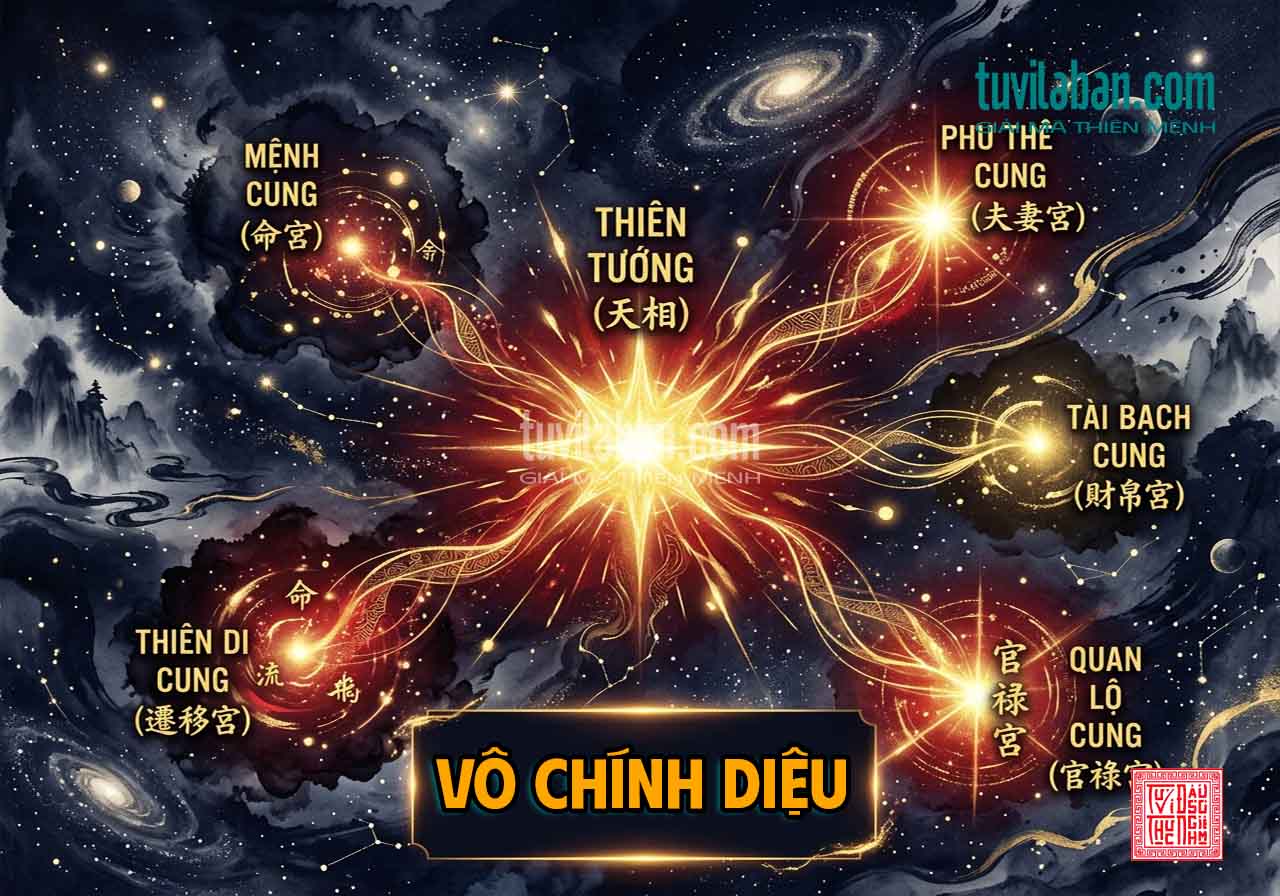 THIÊN TƯỚNG Tọa THIÊN DI Ảnh Hưởng Đến Các Cung Vô Chính Diệu