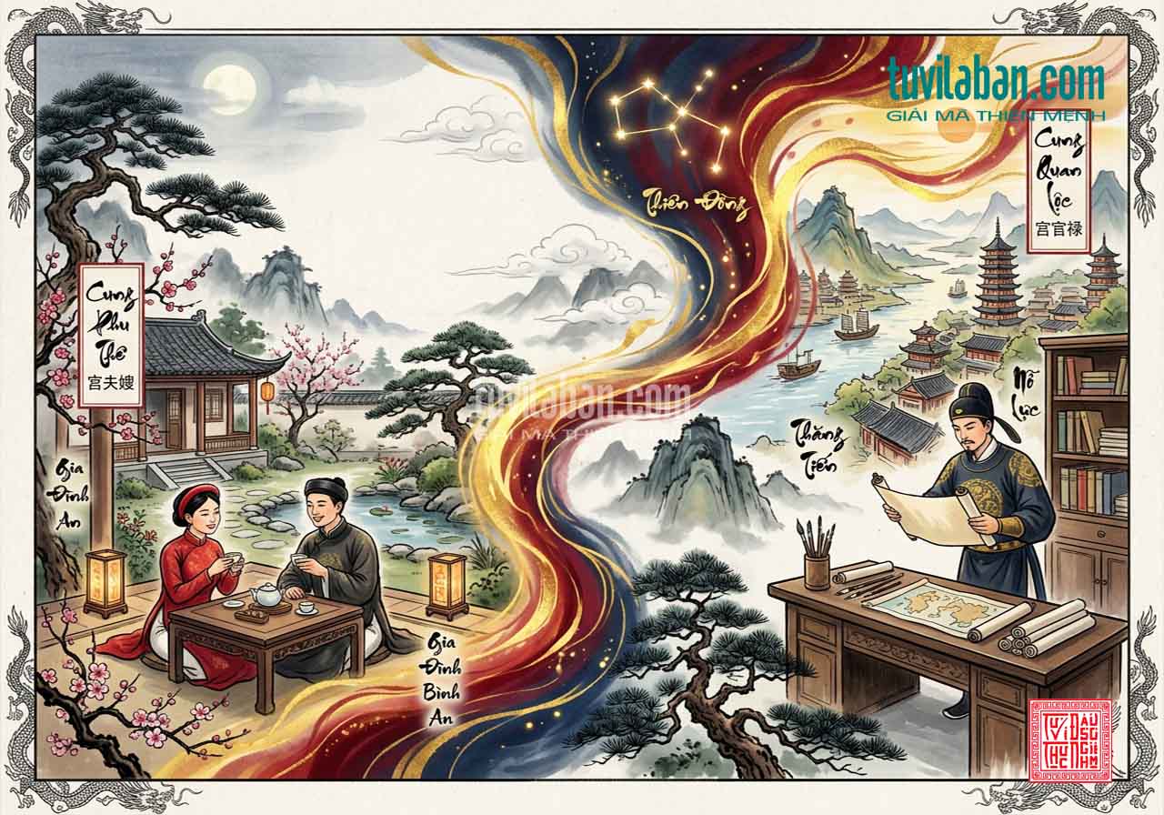 PHU THÊ Có THIÊN ĐỒNG — Quan Hệ Với Cung QUAN LỘC Xung Chiếu