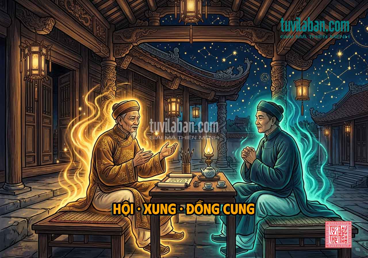 CỰ MÔN GẶP SAO KHÁC — HỘI, XUNG, ĐỒNG CUNG Ở MỆNH